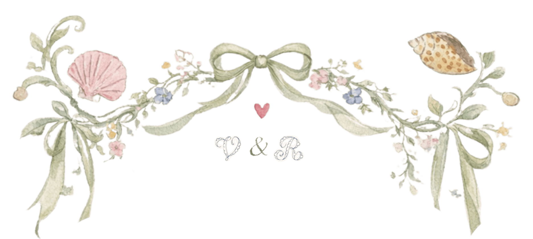 Floral garland with V & R monogram